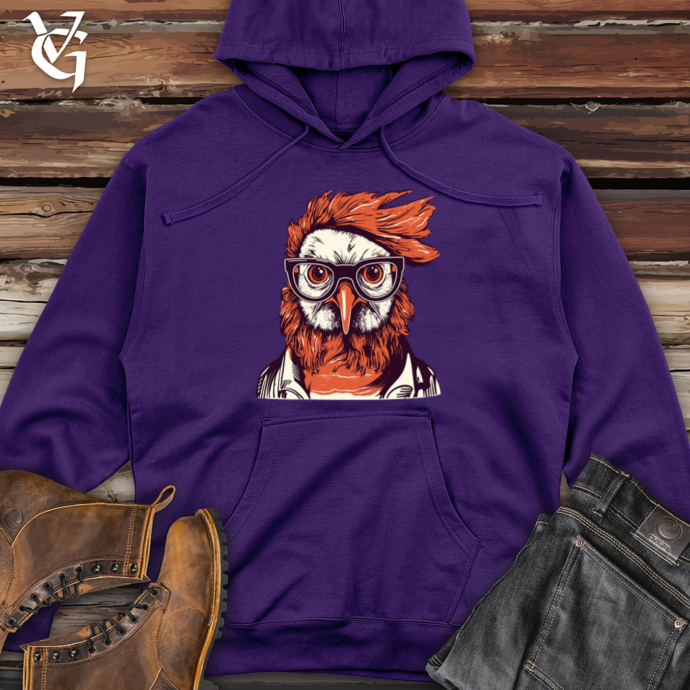 Red Hair Hipster Chicken Midweight Hooded Sweatshirt