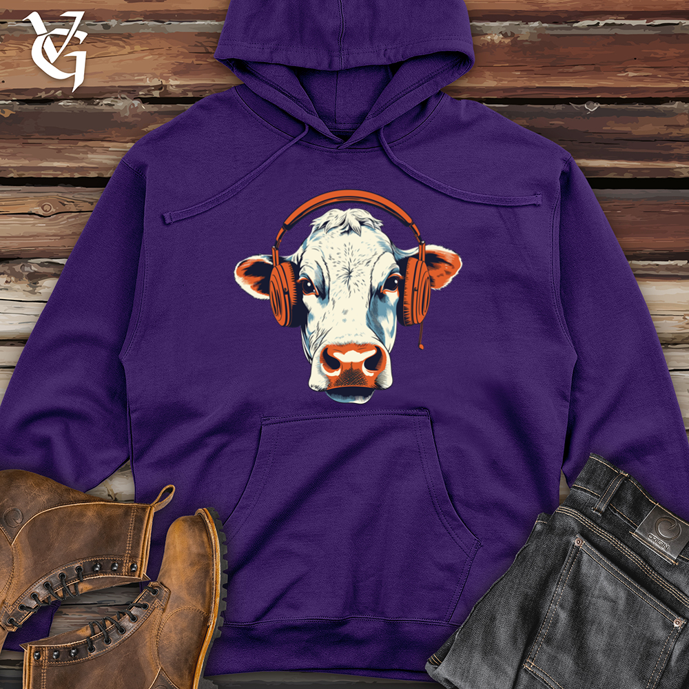 Cow Headphone Melody Vibes Midweight Hooded Sweatshirt