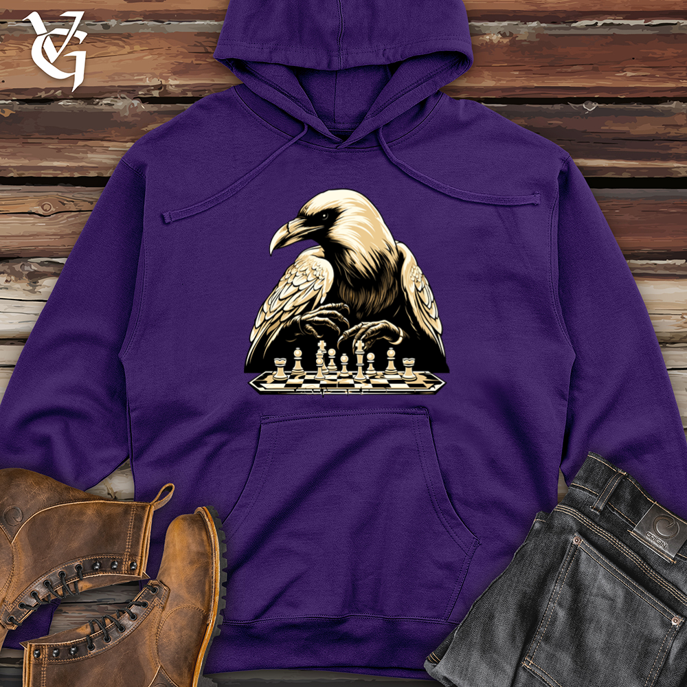 Strategizing Raven Chess Player Midweight Hooded Sweatshirt