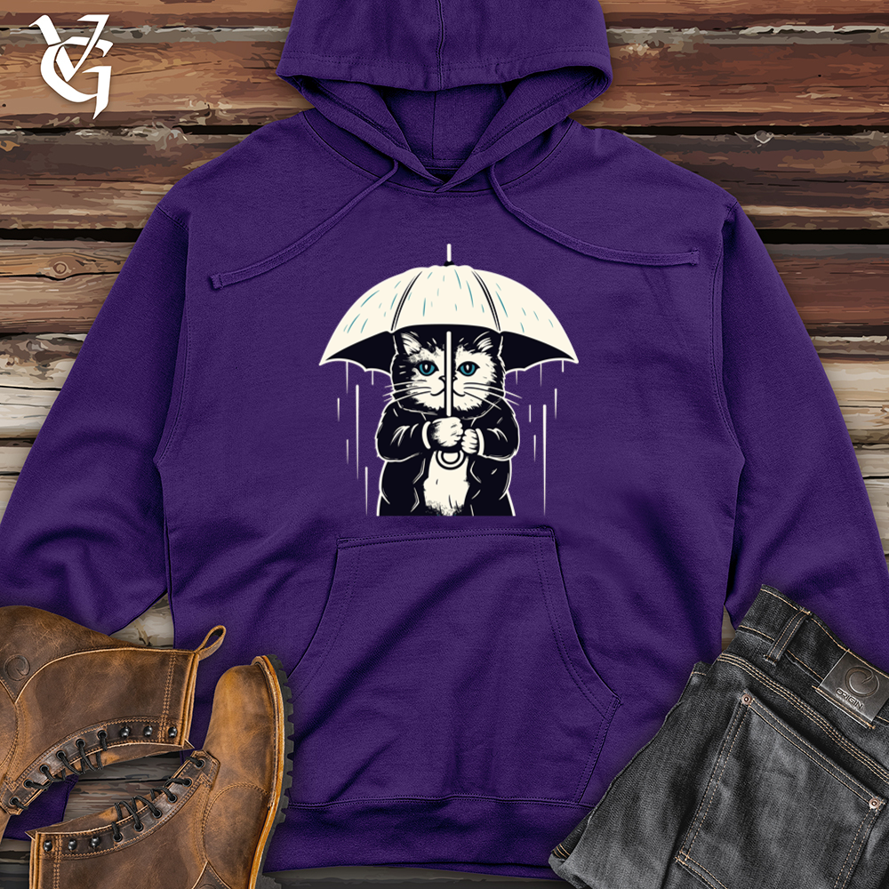 Cat Whiskered Weather Umbrella Purr-tection Midweight Hooded Sweatshirt