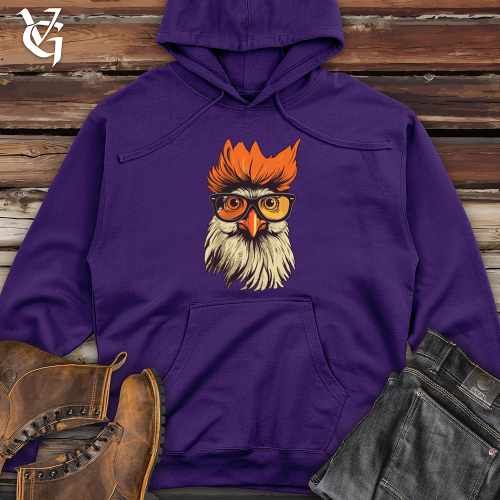 Orange Hair Hipster Chicken Midweight Hooded Sweatshirt