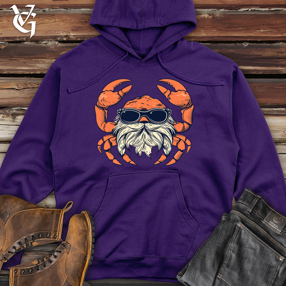 Crab Coastal Hipster Sandy Style Midweight Hooded Sweatshirt