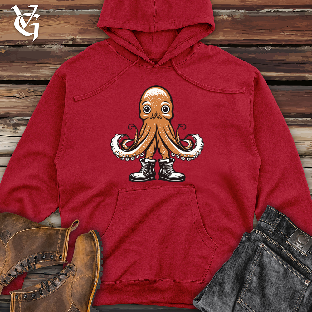 Retro Snow Boot Octopus Midweight Hooded Sweatshirt