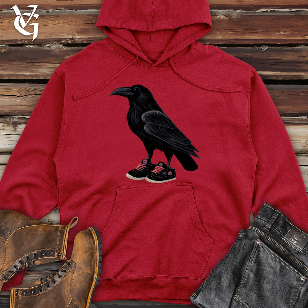 Raven Wearing Sneakers Midweight Hooded Sweatshirt