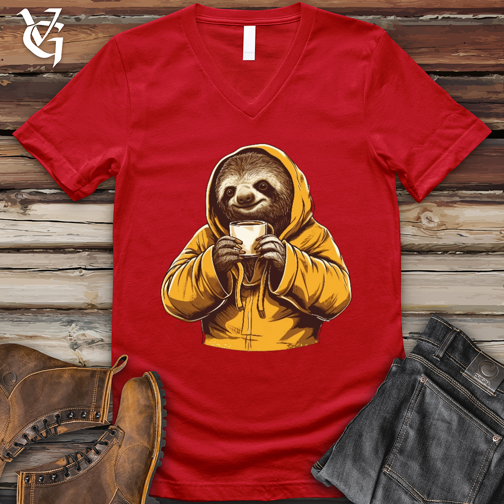 Sloth Coffee V-Neck Tee