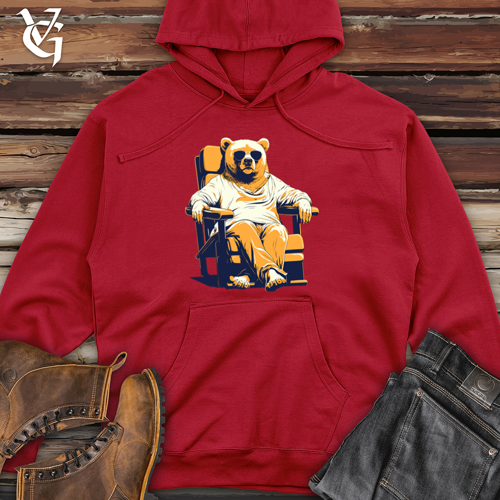 Retro Lounging Bear 01 Midweight Hooded Sweatshirt