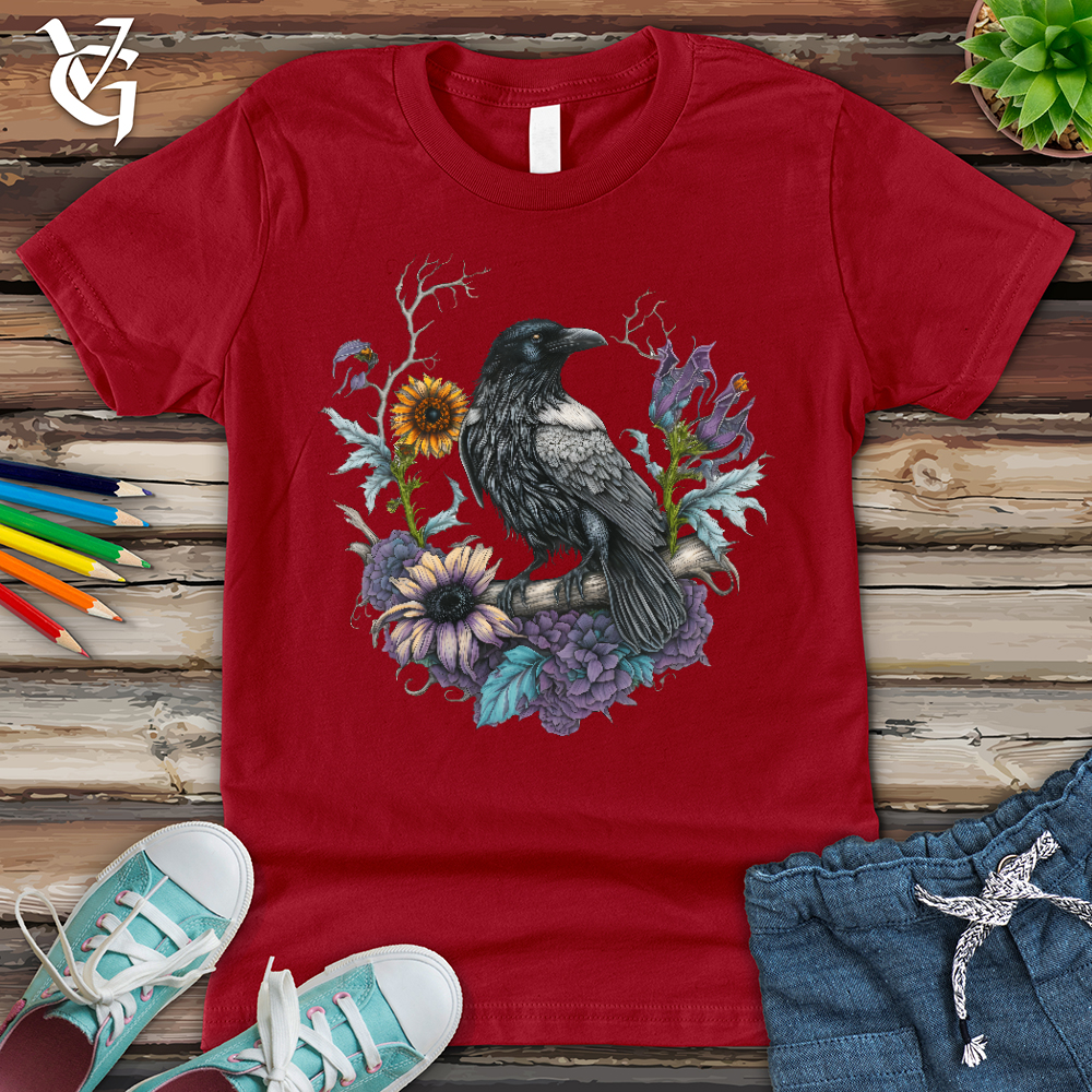 Flower Wreath Raven Youth Tee