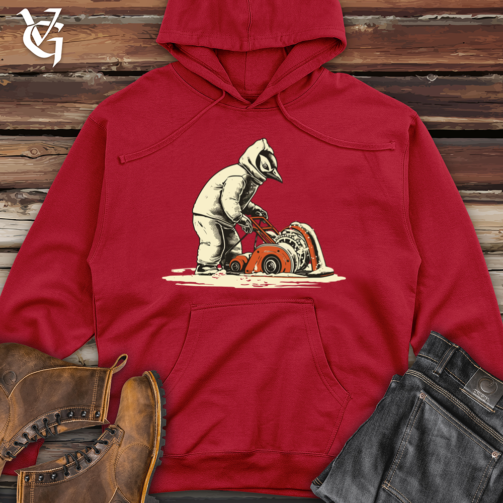 Vintage Snow Blower Penguin Midweight Hooded Sweatshirt