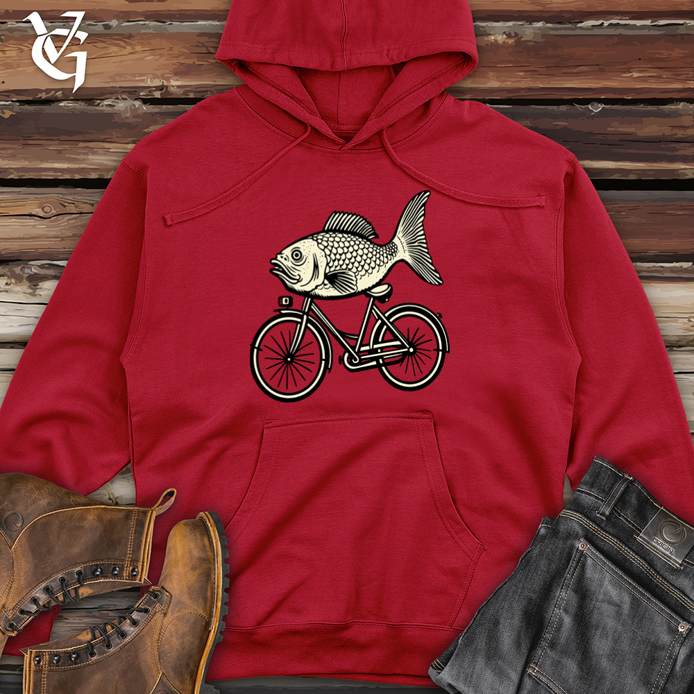 Retro Riding Fish Midweight Hooded Sweatshirt