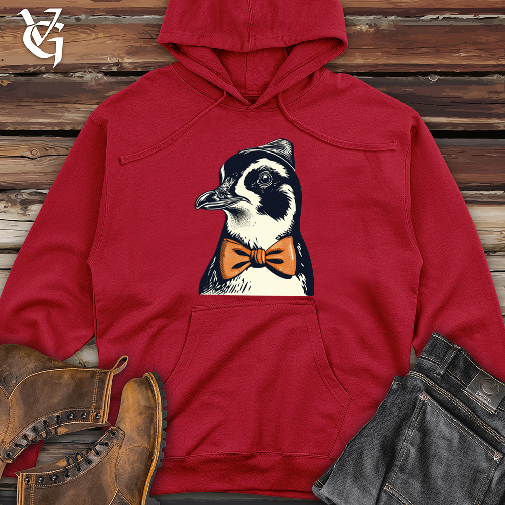 Retro Bow Tie Penguin Midweight Hooded Sweatshirt