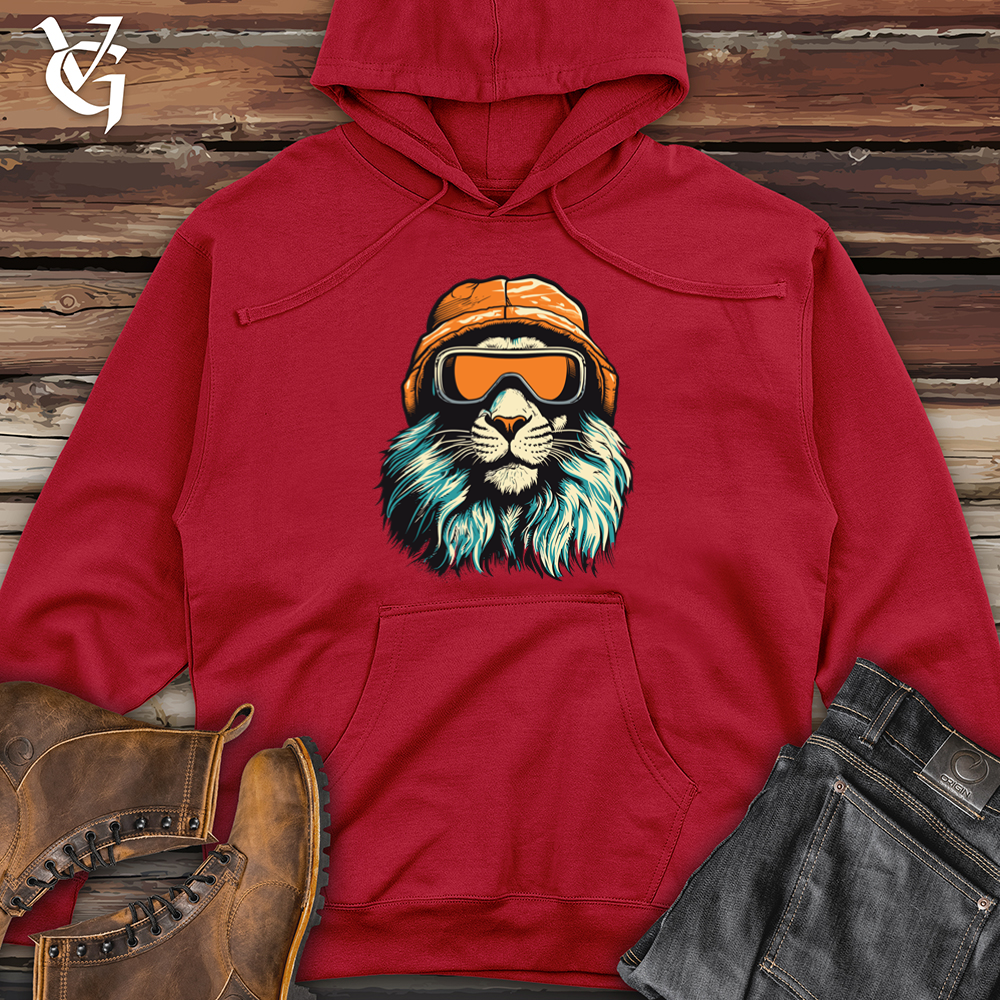 Retro Ski Mask Lion Midweight Hooded Sweatshirt