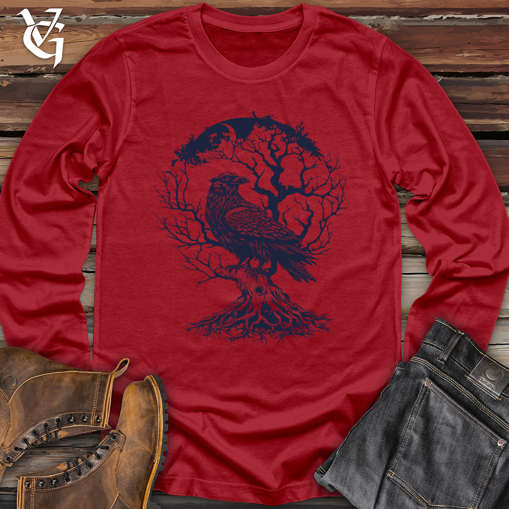 Raven and Old Tree Tattoo Long Sleeve