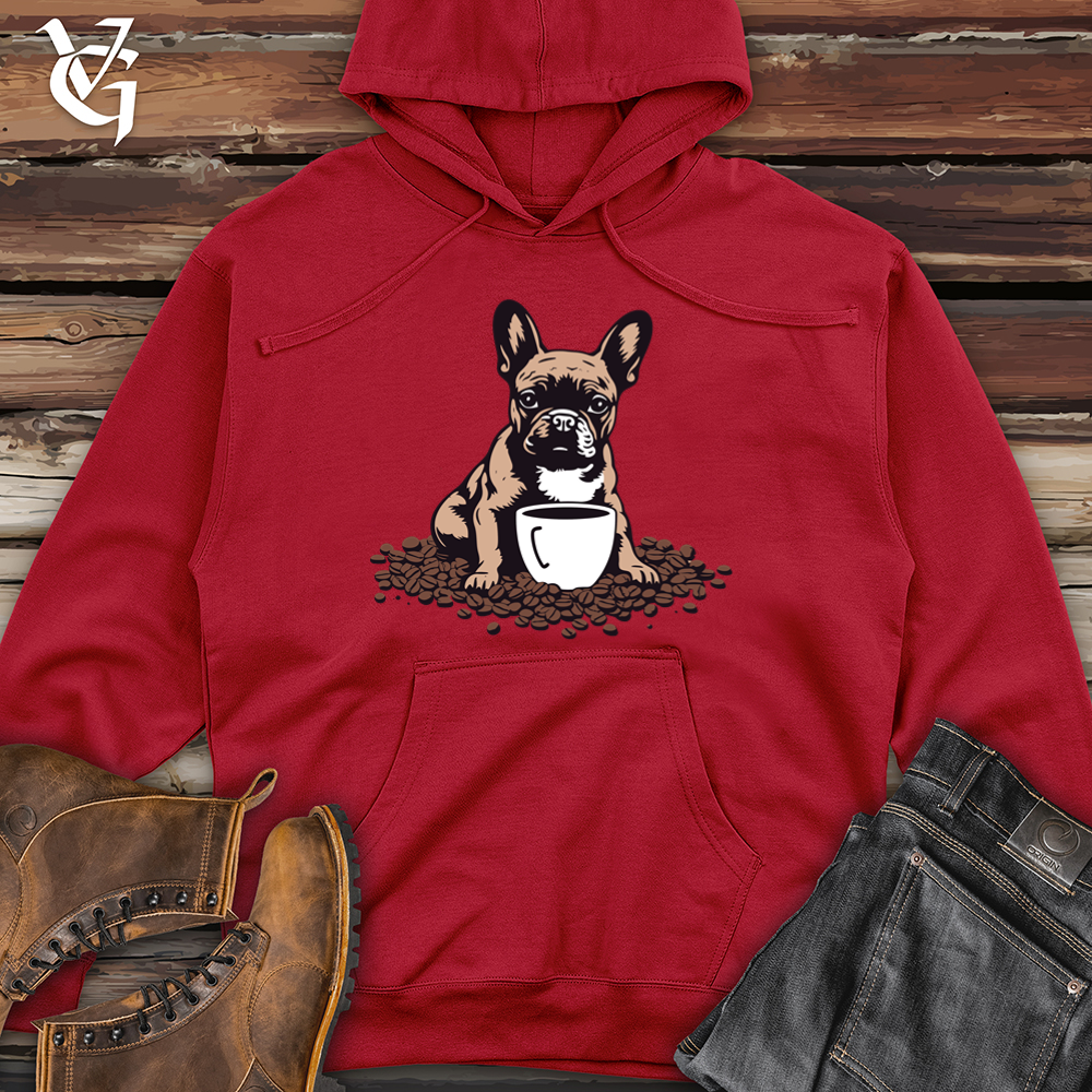 Vintage Coffee Bean Frenchie Midweight Hooded Sweatshirt