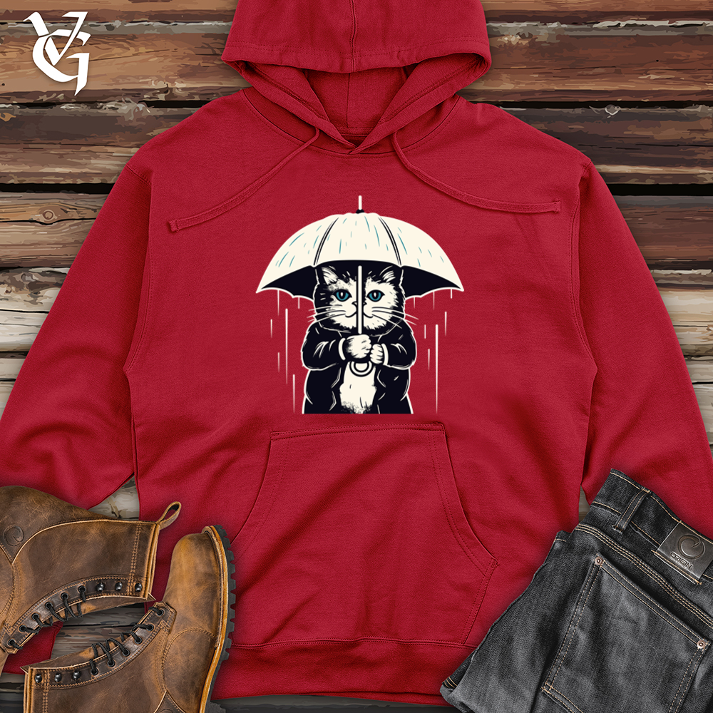 Cat Whiskered Weather Umbrella Purr-tection Midweight Hooded Sweatshirt