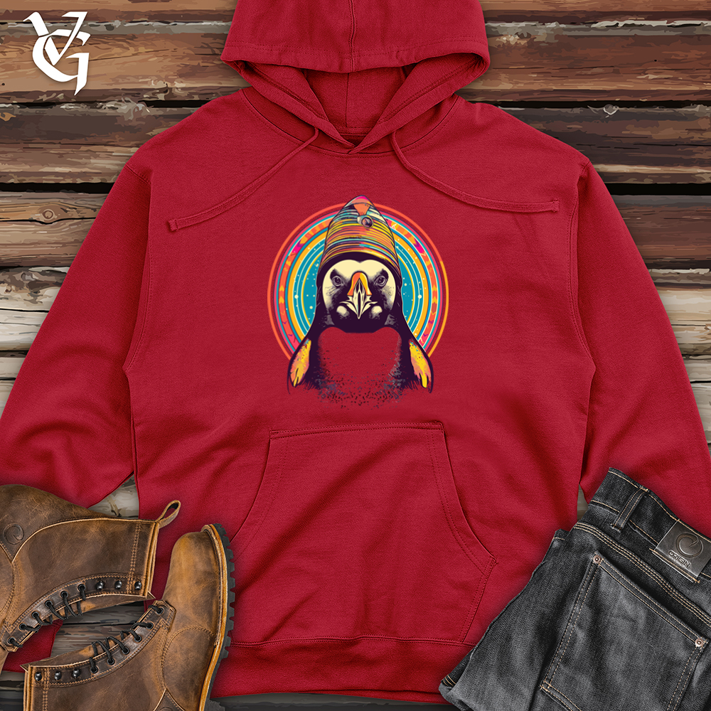 Vintage Cosmic Beanie Penguin Midweight Hooded Sweatshirt