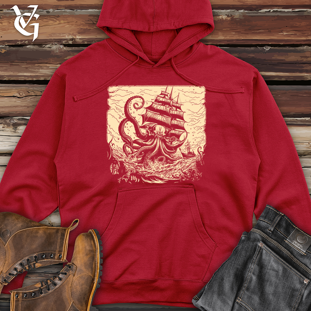 Kraken At Sea Midweight Hooded Sweatshirt