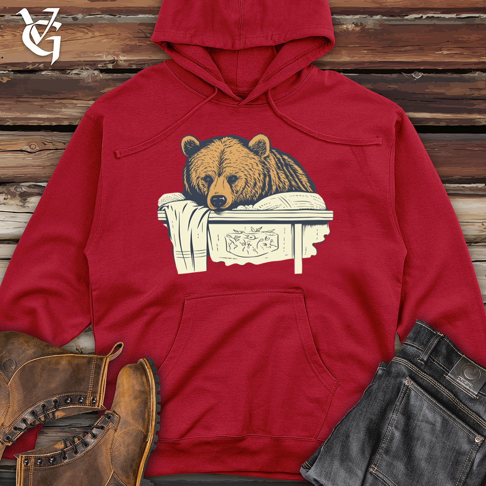 Retro Bedtime Bear Midweight Hooded Sweatshirt