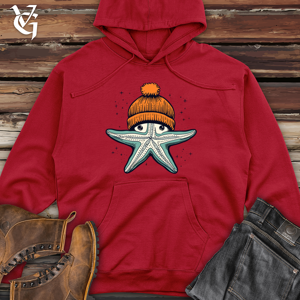 Retro Beanie Starfish Midweight Hooded Sweatshirt