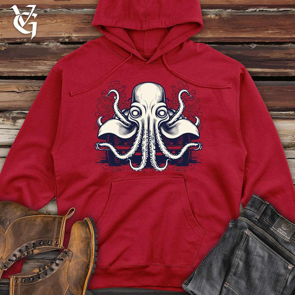 Vintage Car-Formed Octopus 01 Midweight Hooded Sweatshirt