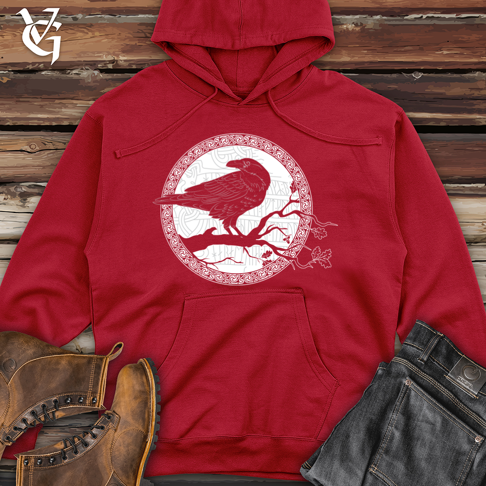 White Winter Raven Midweight Hooded Sweatshirt