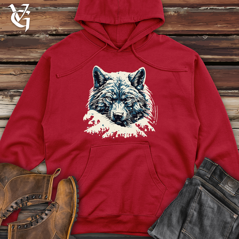 Retro Blizzard Wolf Midweight Hooded Sweatshirt