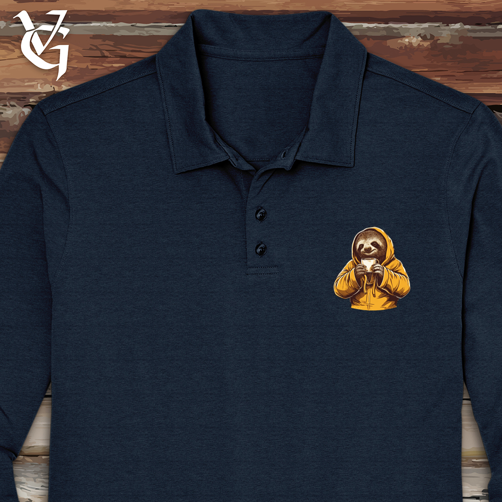 Sloth Coffee Long Sleeve Polo