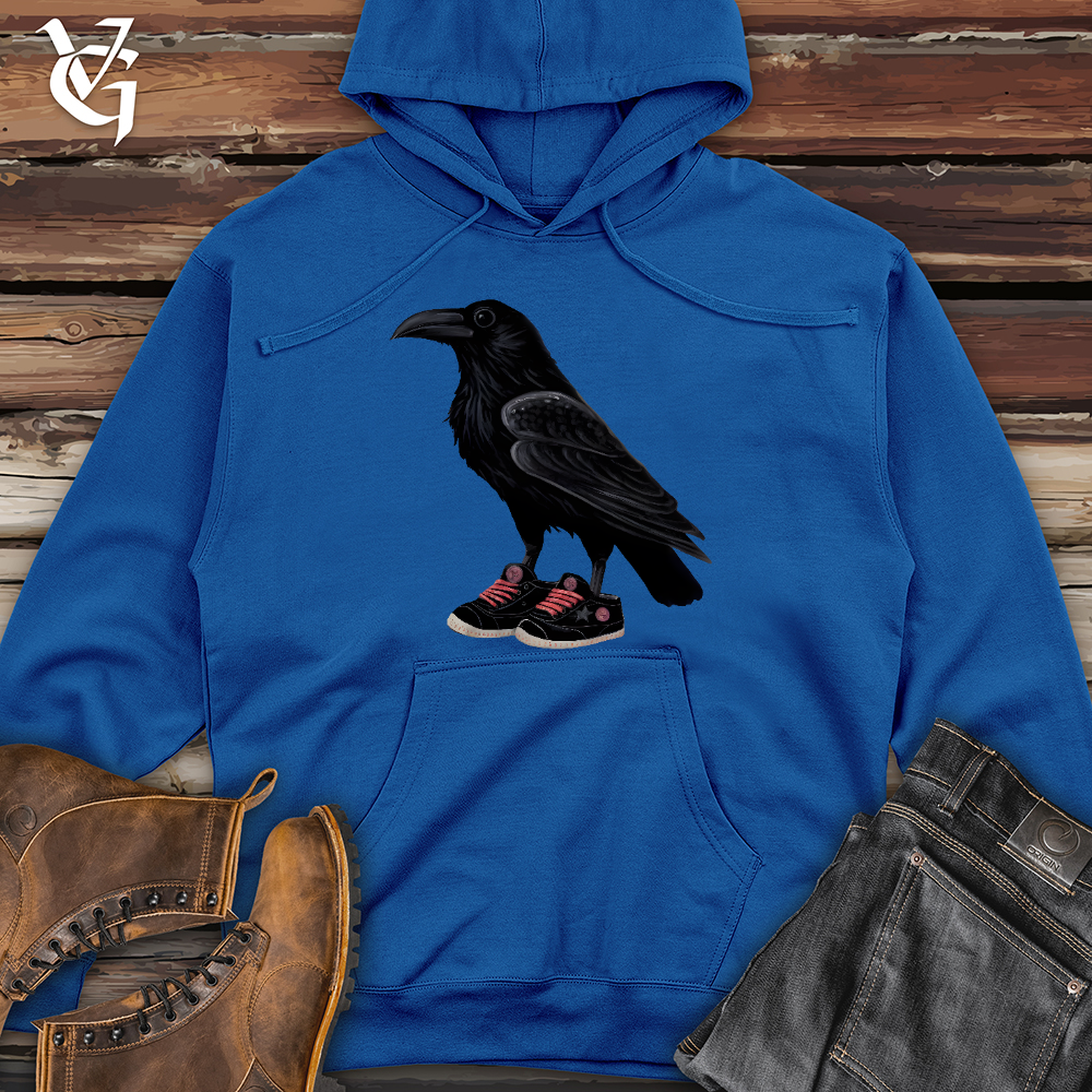 Raven Wearing Sneakers Midweight Hooded Sweatshirt