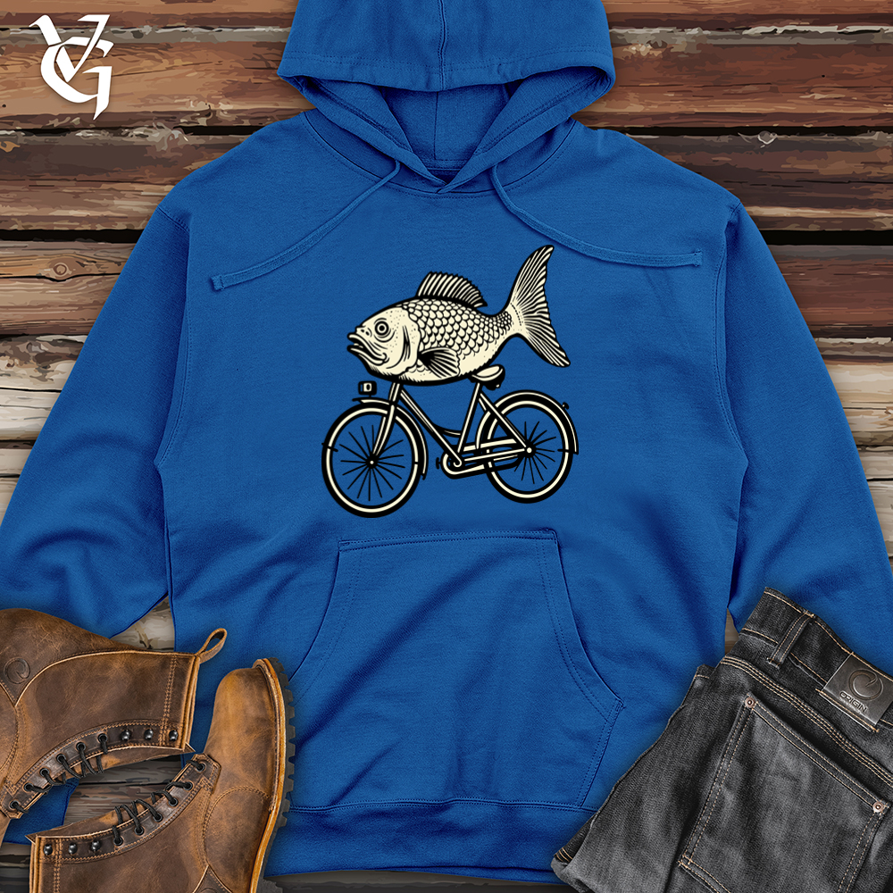 Retro Riding Fish Midweight Hooded Sweatshirt