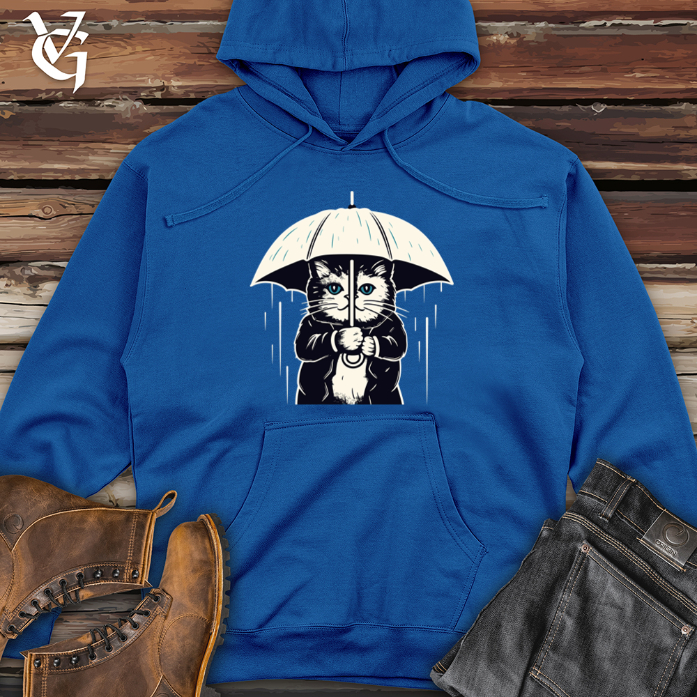 Cat Whiskered Weather Umbrella Purr-tection Midweight Hooded Sweatshirt
