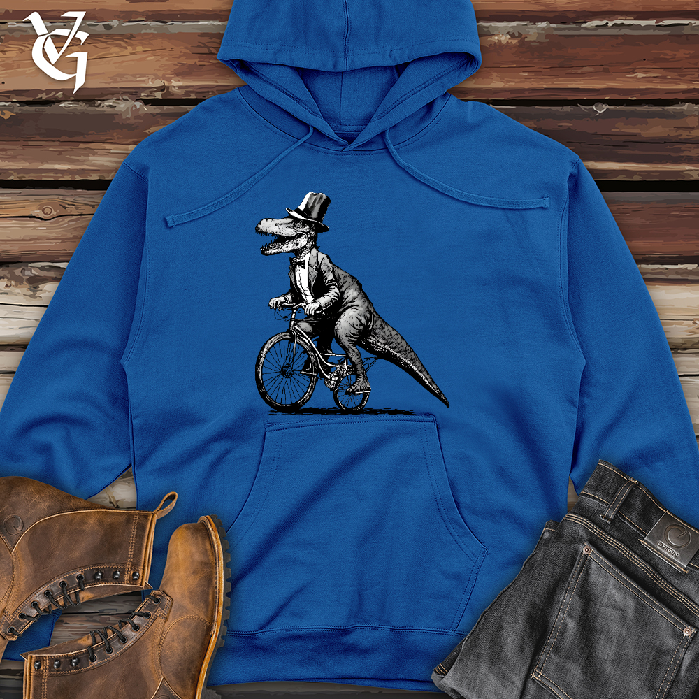 Dinosaur Riding a Bike Midweight Hooded Sweatshirt