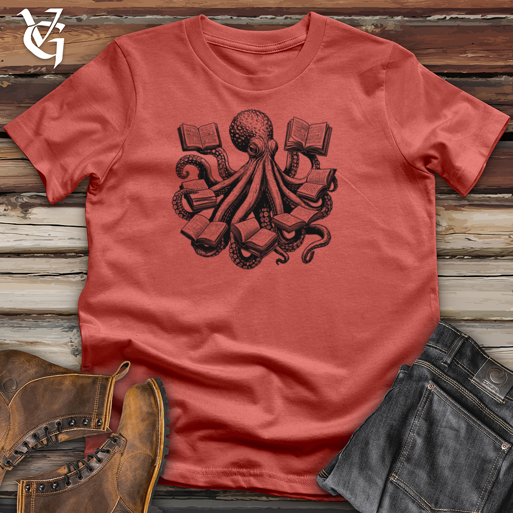 Octopus Reading Multiple Books Cotton Tee