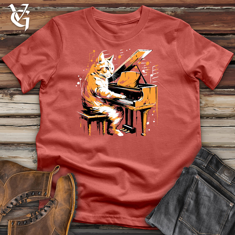 Cat Playing Music Cotton Tee