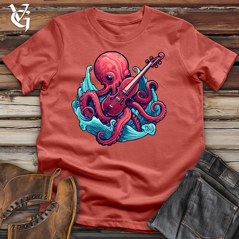 Octopus Playing a Violin Cotton Tee