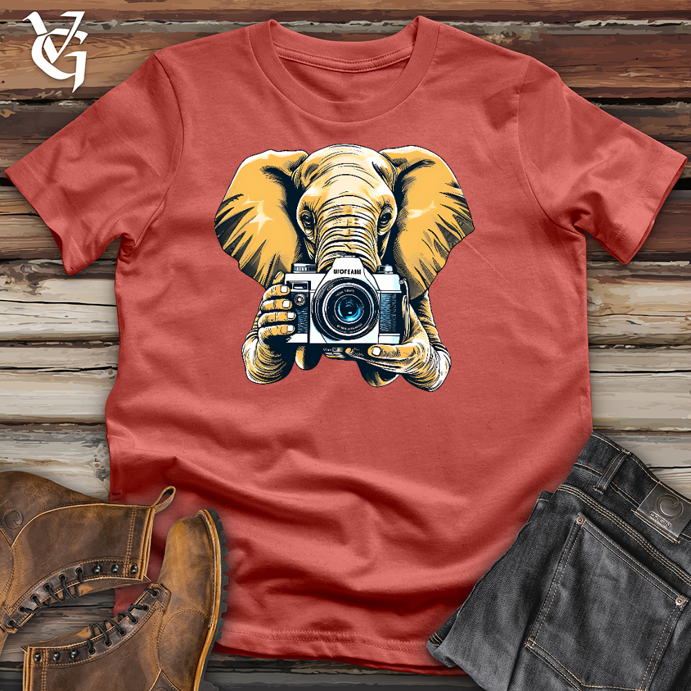 An Elephant Holding a Camera Cotton Tee
