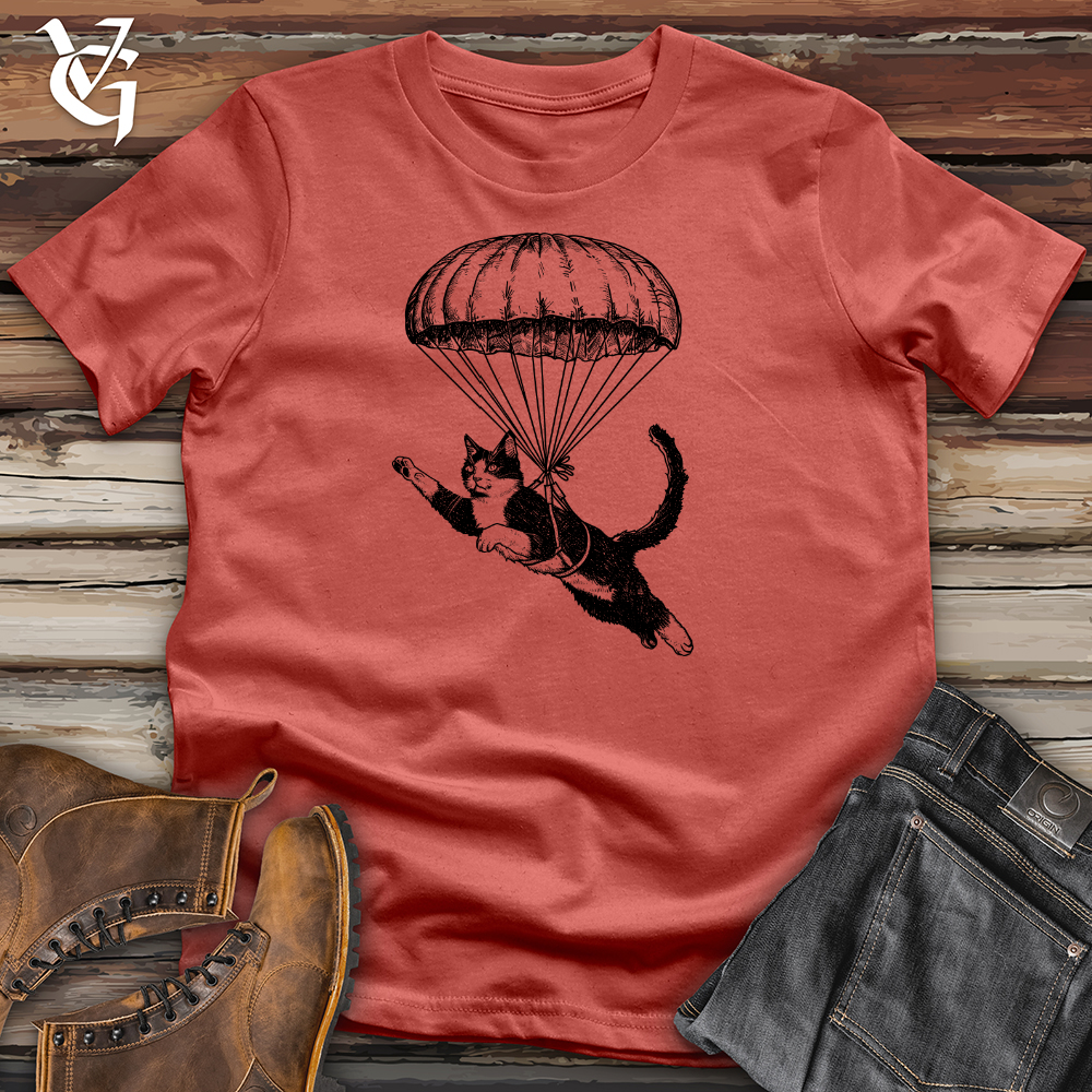Cat Fly with Parachute Cotton Tee