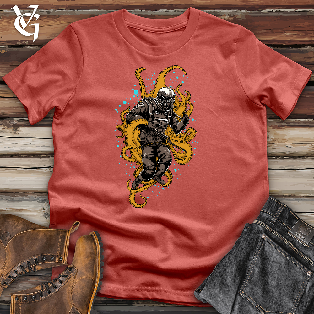 Octopus Wrestling Scuba Diver Cotton Tee