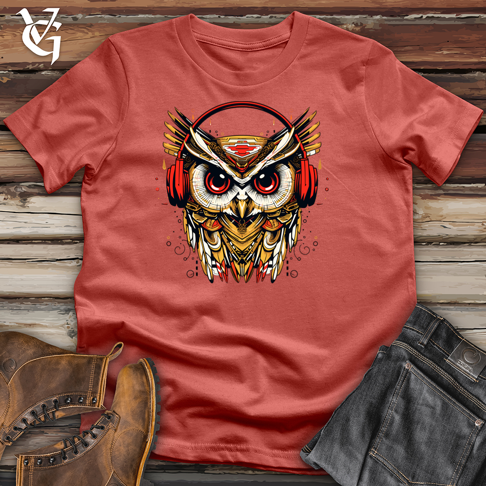 Retro Groove Owl DJ Cotton Tee