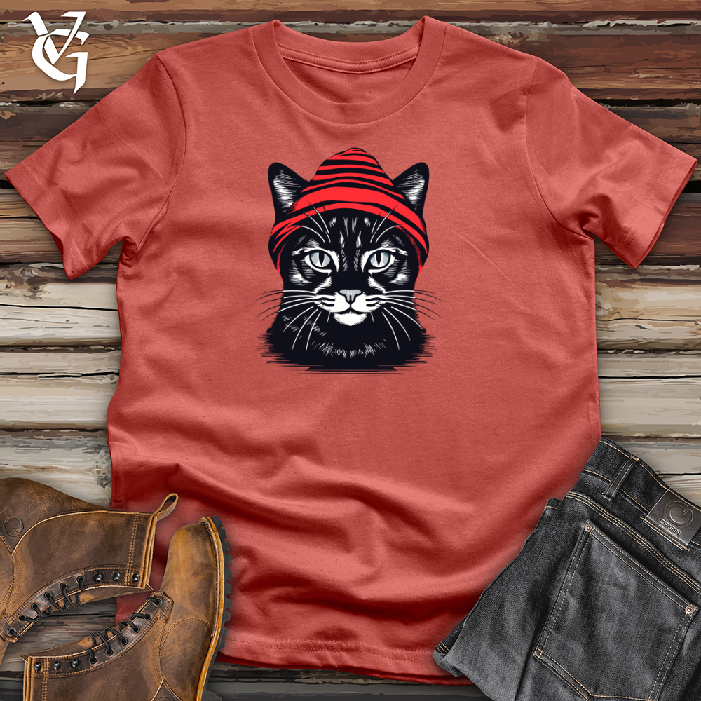 Vintage Beanie Black Cat Cotton Tee