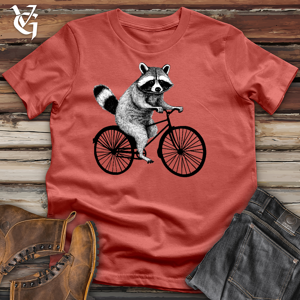 Raccoon On A Bike Cotton Tee