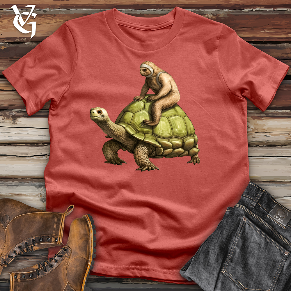 Sloth Riding The Turtle Cotton Tee