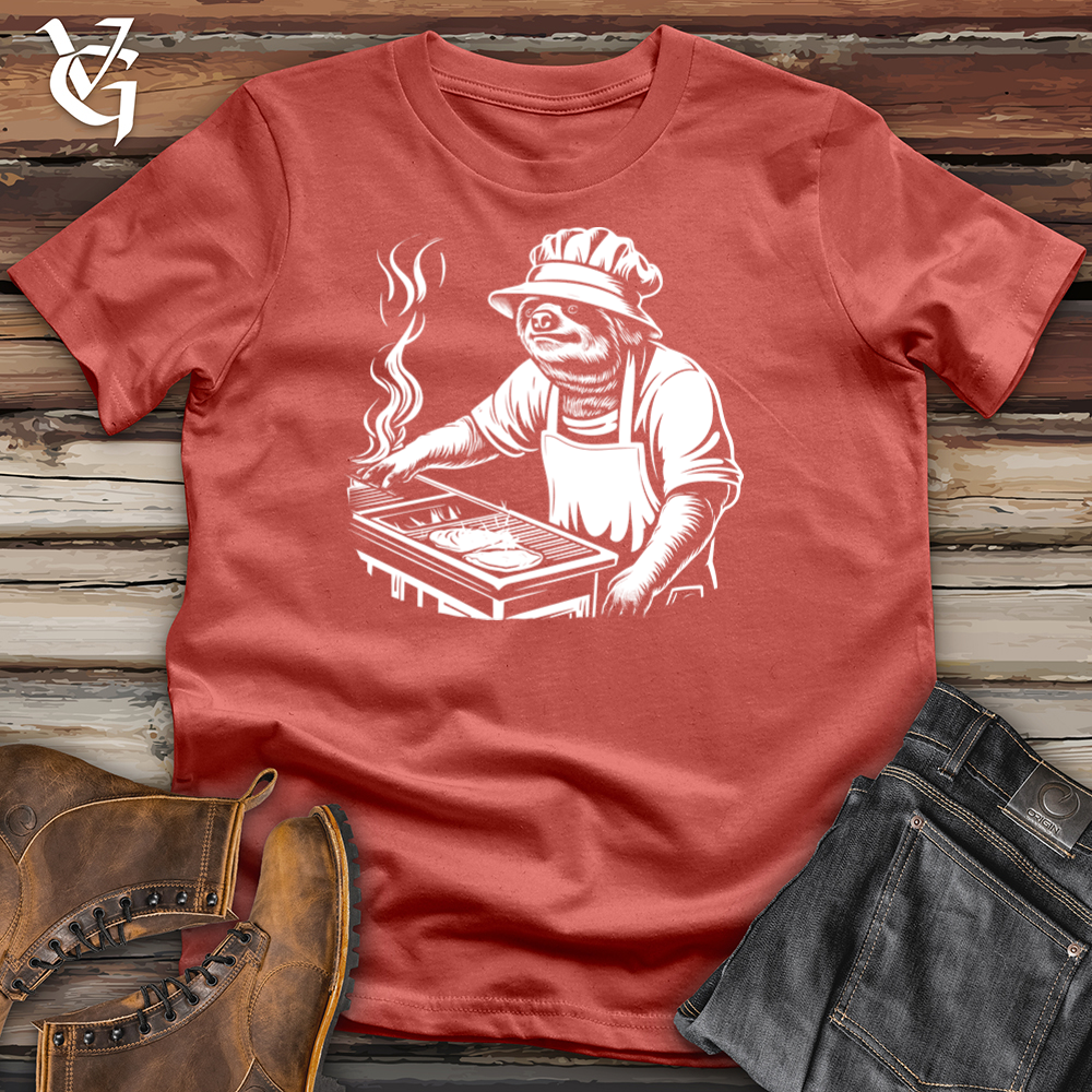 Grillmaster Sloth Sizzles Cotton Tee: Get Fired Up! - Viking Goods Company