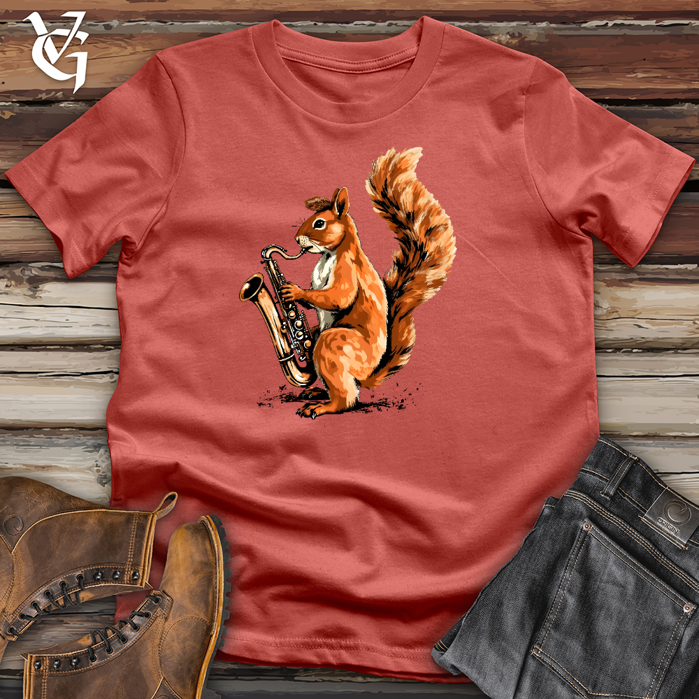 Squirrel Playing The Saxophone Cotton Tee