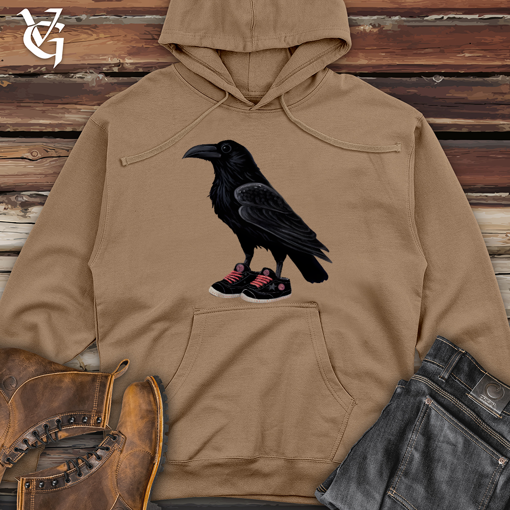 Raven Wearing Sneakers Midweight Hooded Sweatshirt
