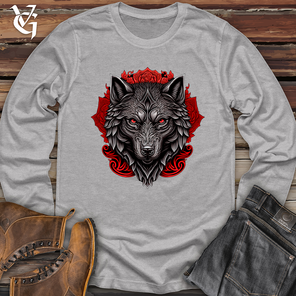 Red Flower Wolf Softstyle Long Sleeve