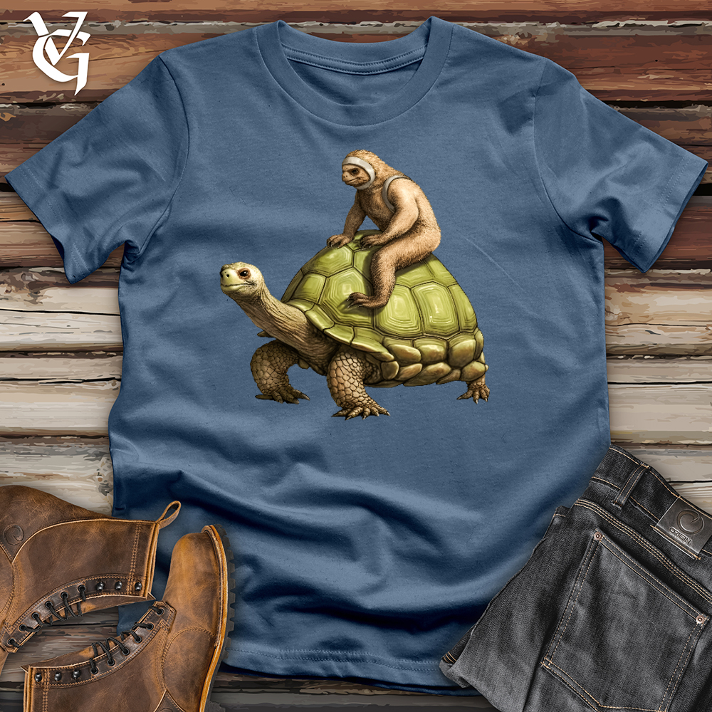 Sloth Riding The Turtle Cotton Tee