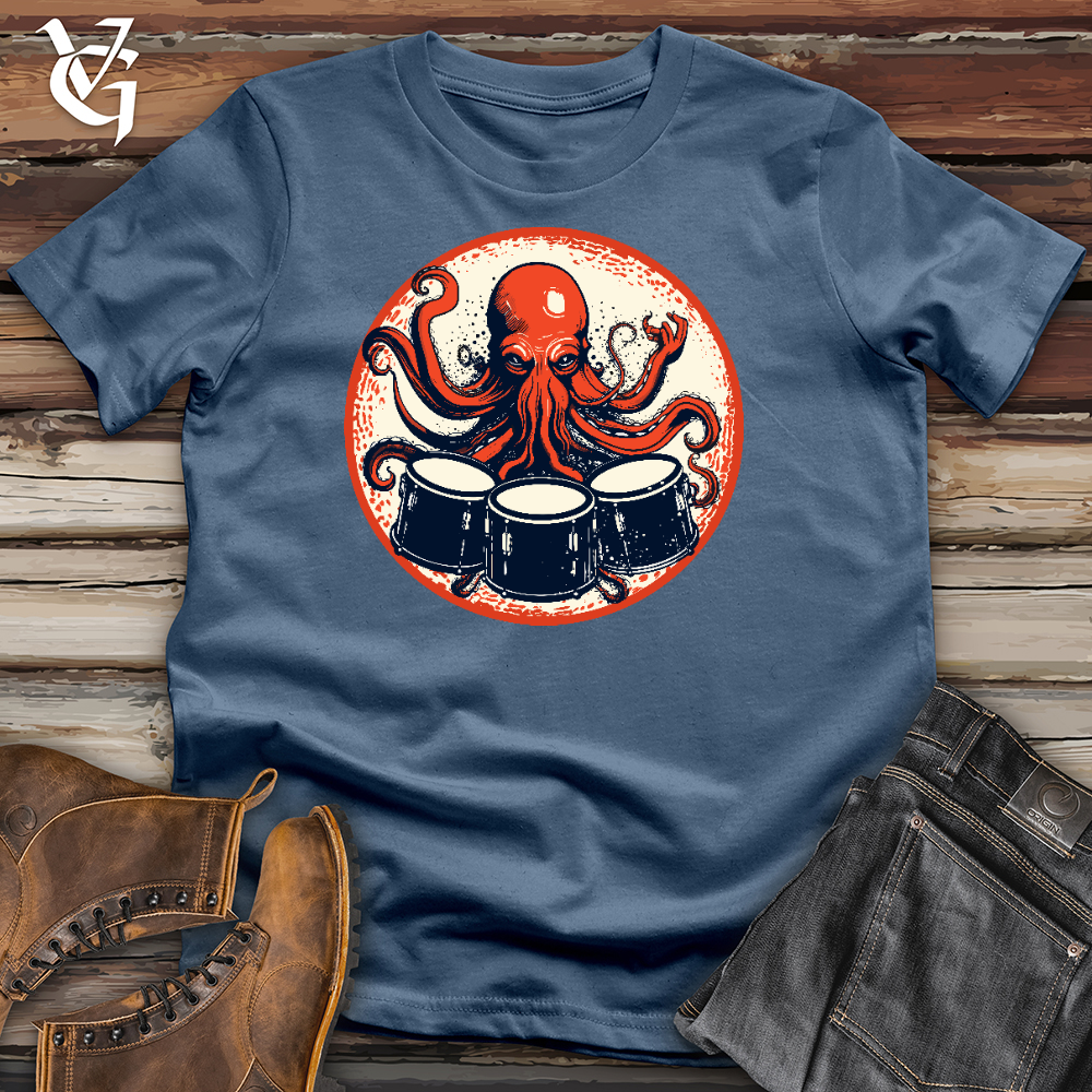Octopus Playing Drums Cotton Tee