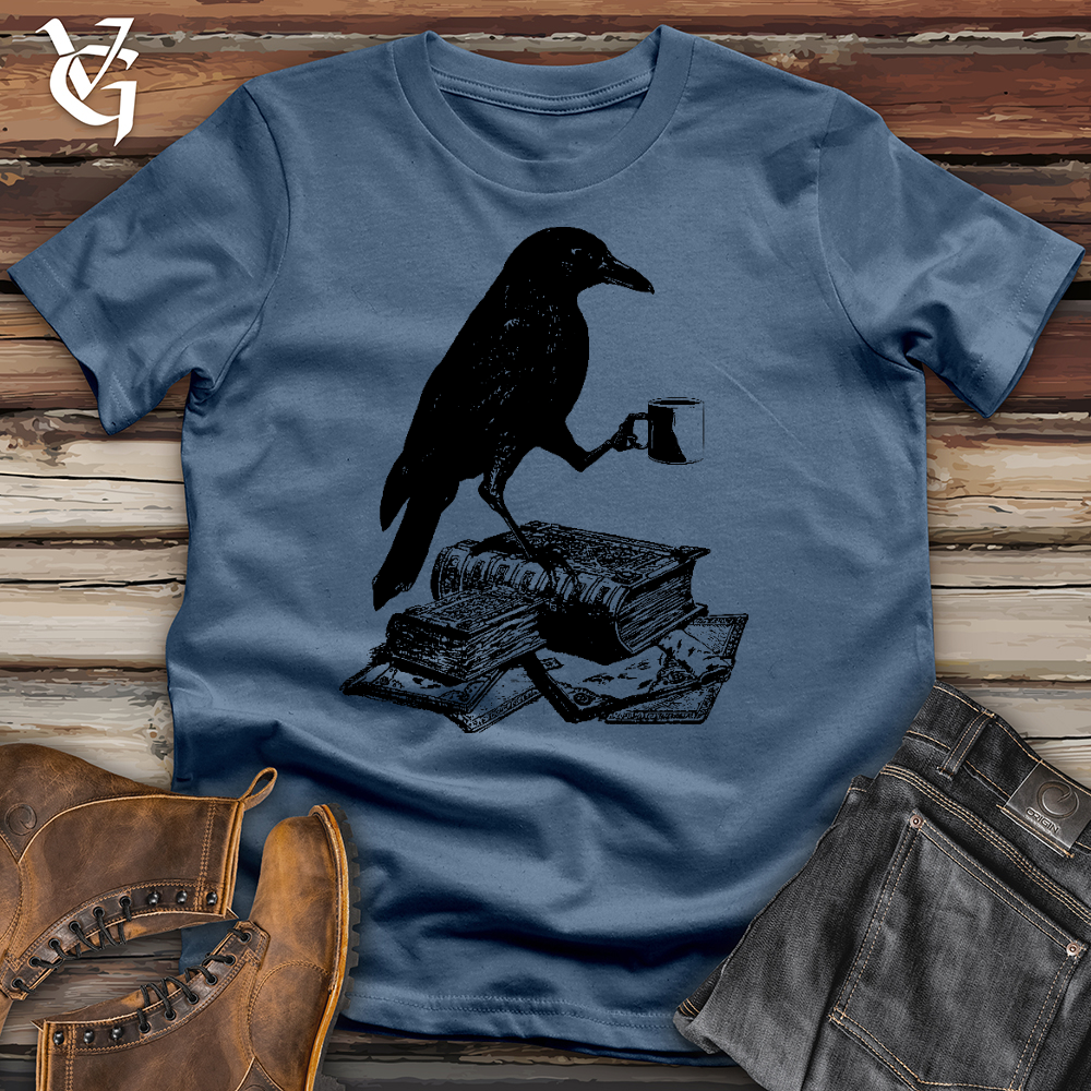 Reading Raven Holding Coffee Tee