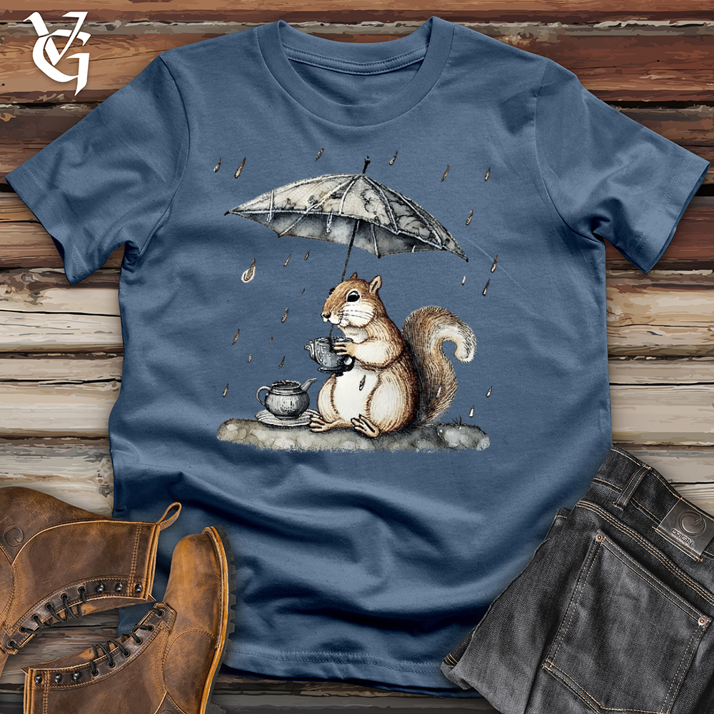 Squirrel In The Rain Cotton Tee