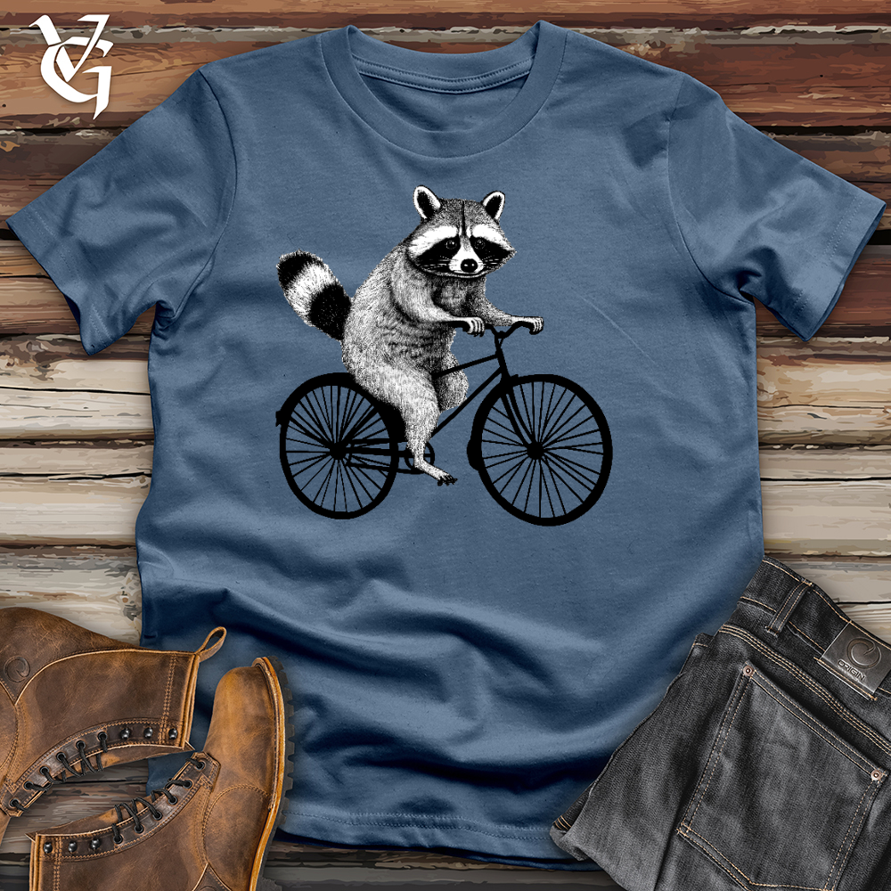 Raccoon On A Bike Cotton Tee