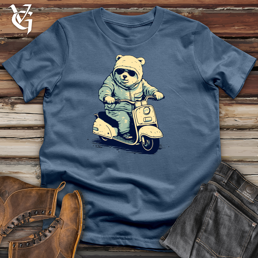 Retro Scooting Bear Cotton Tee